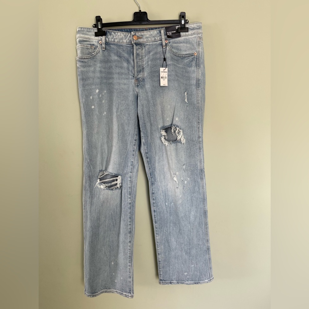 Express Relaxed Straight Low Rise Jeans, Size 12R, Color, Blue Denim